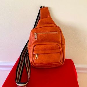 Dark Orange Vegan Sling Bag EUC